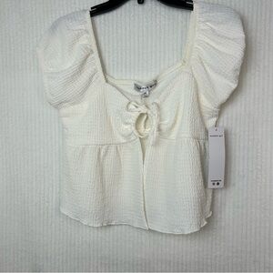 New Madden Girl Juniors Cream Textured Blouse Size XL